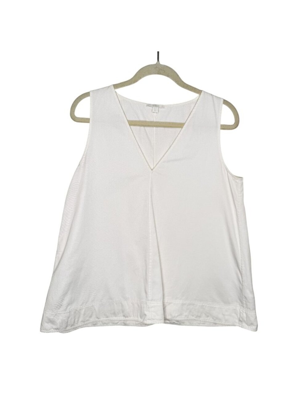 COS Sleeveless Cream V-Neck Linen Blend Tank Top, 10
